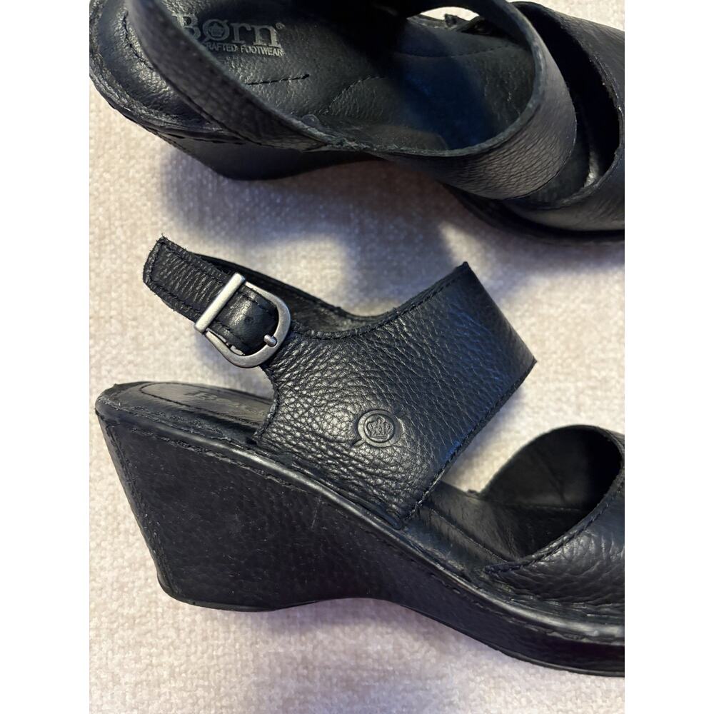 Born Black Leather Slingback Clogs Comfort Shoes Women’s Size 7 Closed Toe - Picture 2 of 10